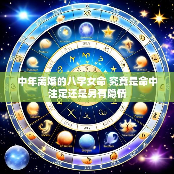 中年离婚的八字女命 究竟是命中注定还是另有隐情