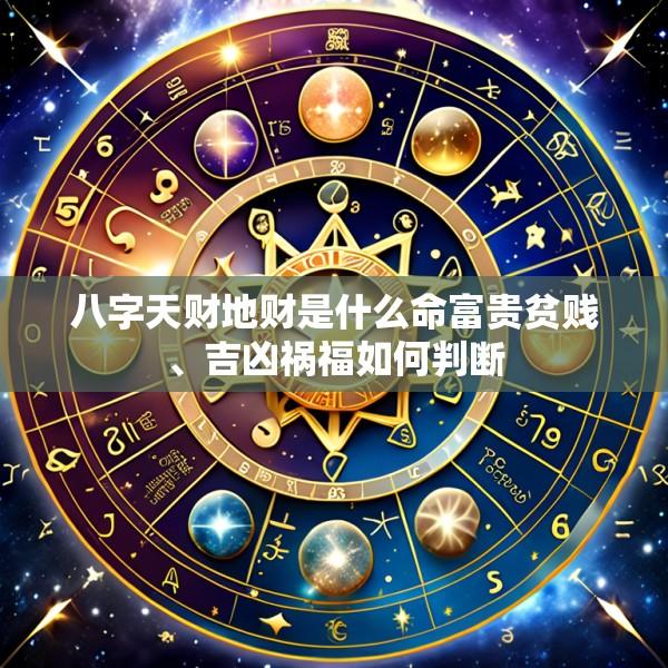 八字天财地财是什么命富贵贫贱、吉凶祸福如何判断