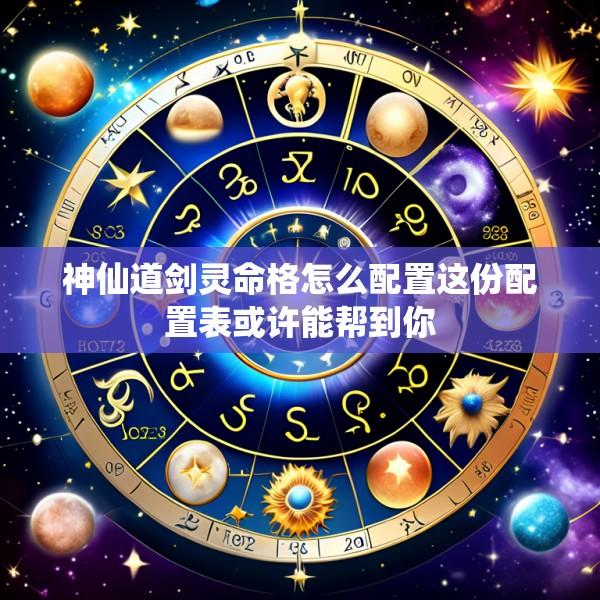 神仙道剑灵命格怎么配置这份配置表或许能帮到你