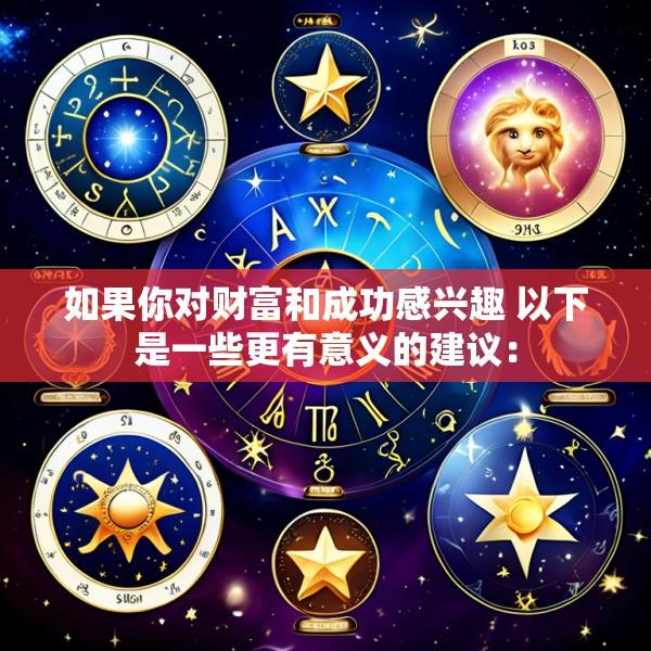 如果你对财富和成功感兴趣 以下是一些更有意义的建议：