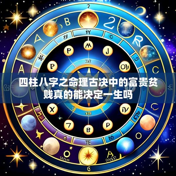 四柱八字之命理古决中的富贵贫贱真的能决定一生吗
