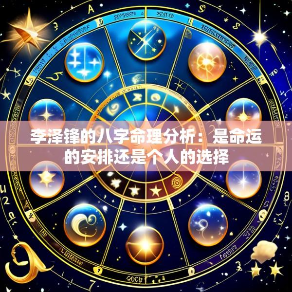 李泽锋的八字命理分析：是命运的安排还是个人的选择
