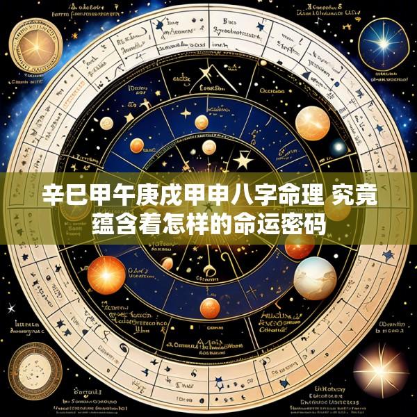 辛巳甲午庚戌甲申八字命理 究竟蕴含着怎样的命运密码