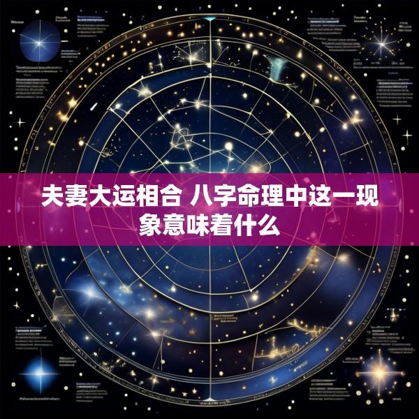 夫妻大运相合 八字命理中这一现象意味着什么