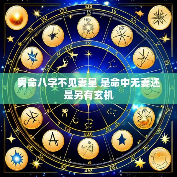 男命八字不见妻星 是命中无妻还是另有玄机