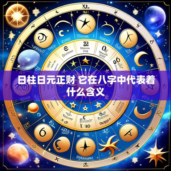 日柱日元正财 它在八字中代表着什么含义