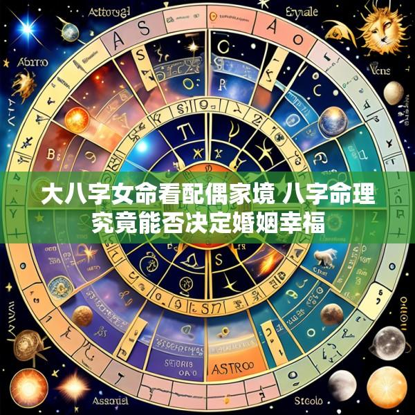 大八字女命看配偶家境 八字命理究竟能否决定婚姻幸福