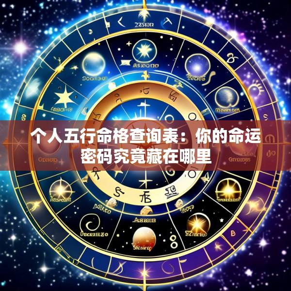 个人五行命格查询表：你的命运密码究竟藏在哪里