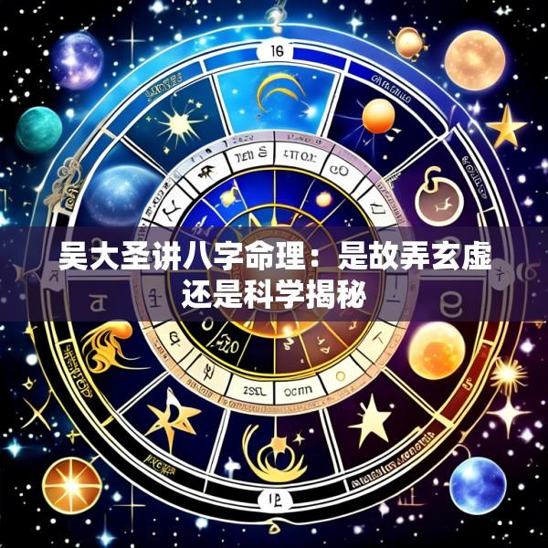 吴大圣讲八字命理：是故弄玄虚还是科学揭秘