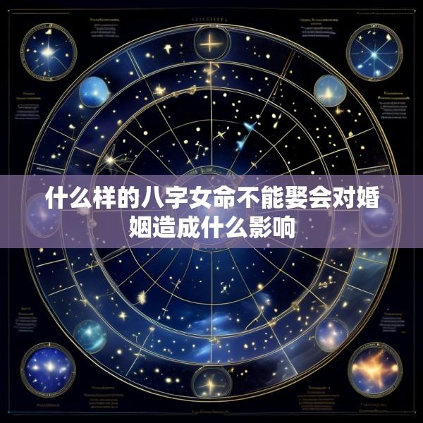 什么样的八字女命不能娶会对婚姻造成什么影响
