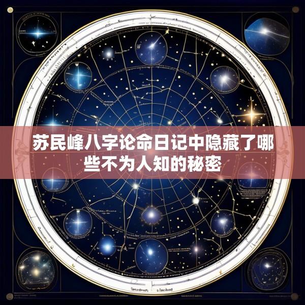 苏民峰八字论命日记中隐藏了哪些不为人知的秘密