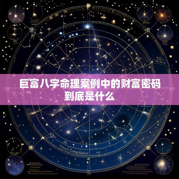 巨富八字命理案例中的财富密码到底是什么