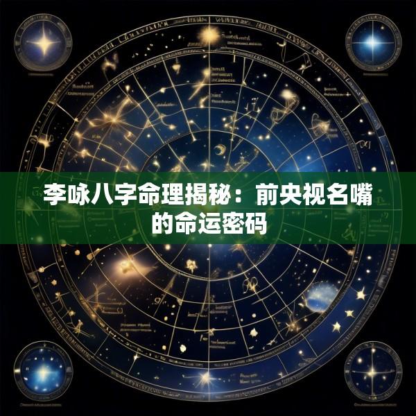 李咏八字命理揭秘：前央视名嘴的命运密码