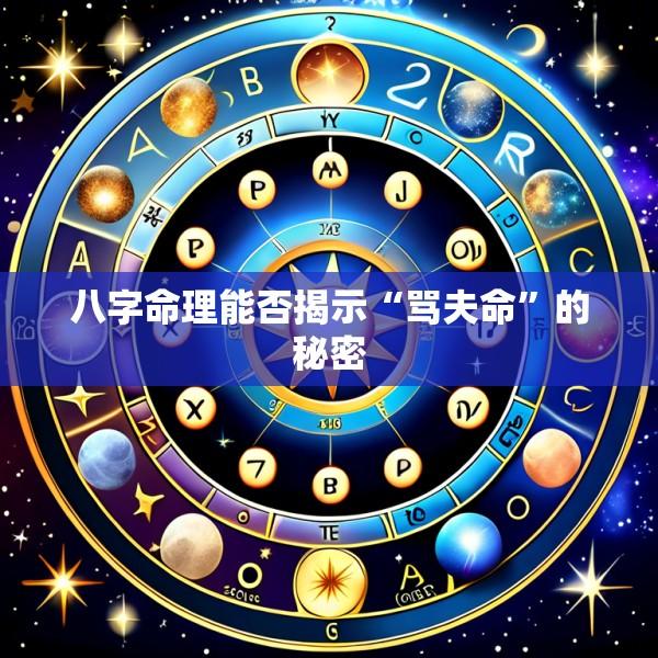 八字命理能否揭示“骂夫命”的秘密