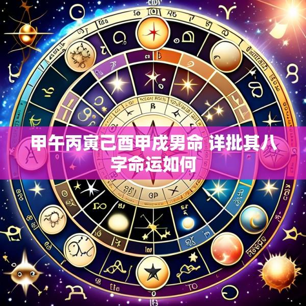 甲午丙寅己酉甲戌男命 详批其八字命运如何