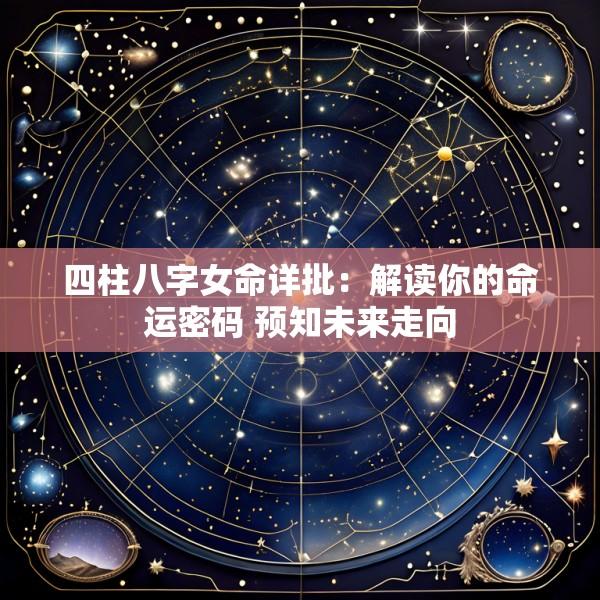 四柱八字女命详批：解读你的命运密码 预知未来走向