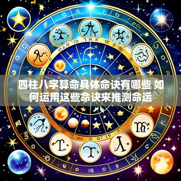 四柱八字算命具体命诀有哪些 如何运用这些命诀来推测命运