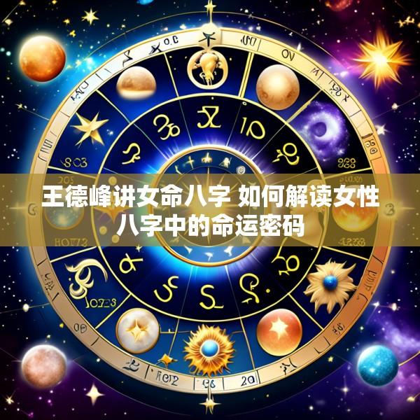 王德峰讲女命八字 如何解读女性八字中的命运密码