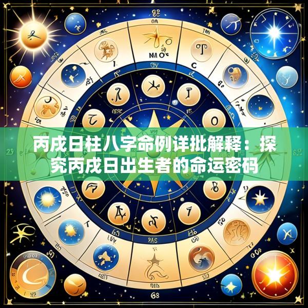丙戌日柱八字命例详批解释：探究丙戌日出生者的命运密码