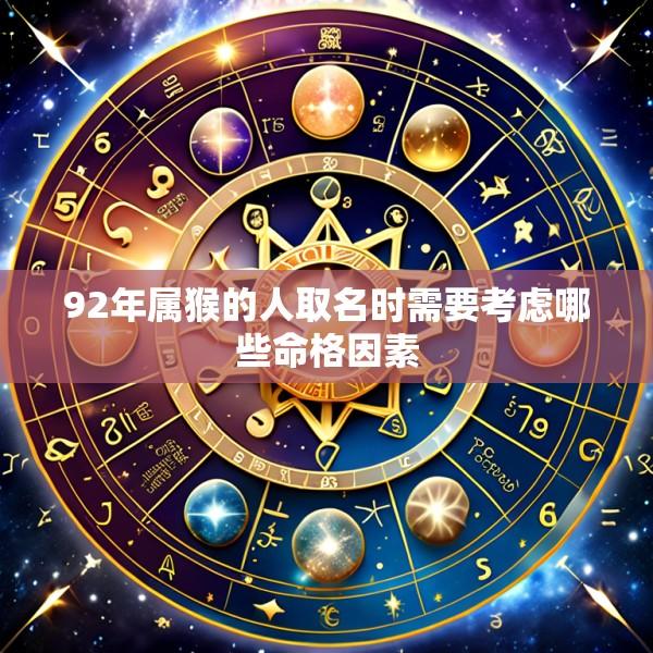 92年属猴的人取名时需要考虑哪些命格因素