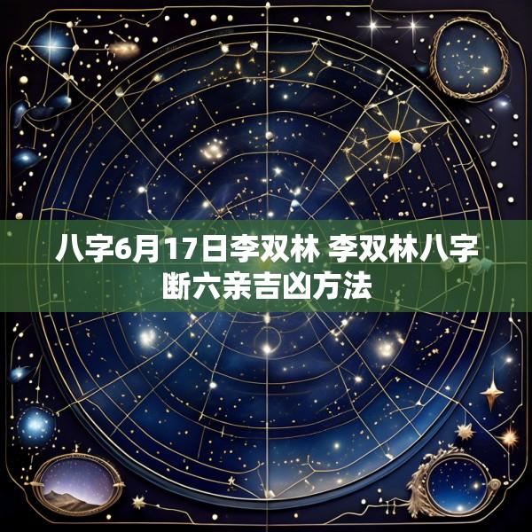 八字6月17日李双林 李双林八字断六亲吉凶方法
