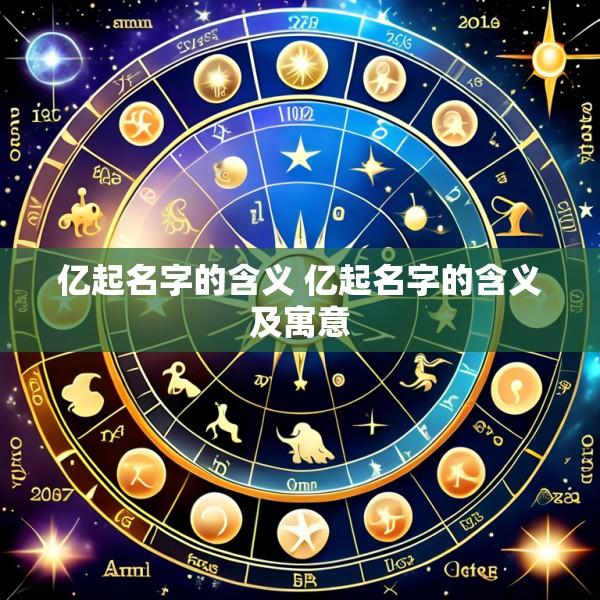 亿起名字的含义 亿起名字的含义及寓意