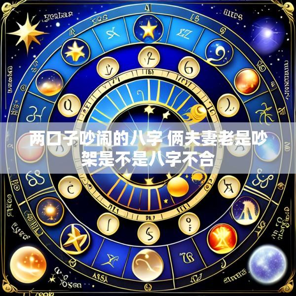 两口子吵闹的八字 俩夫妻老是吵架是不是八字不合