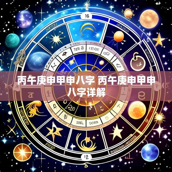 丙午庚申甲申八字 丙午庚申甲申八字详解