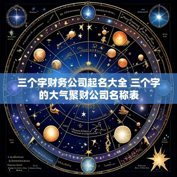 三个字财务公司起名大全 三个字的大气聚财公司名称表