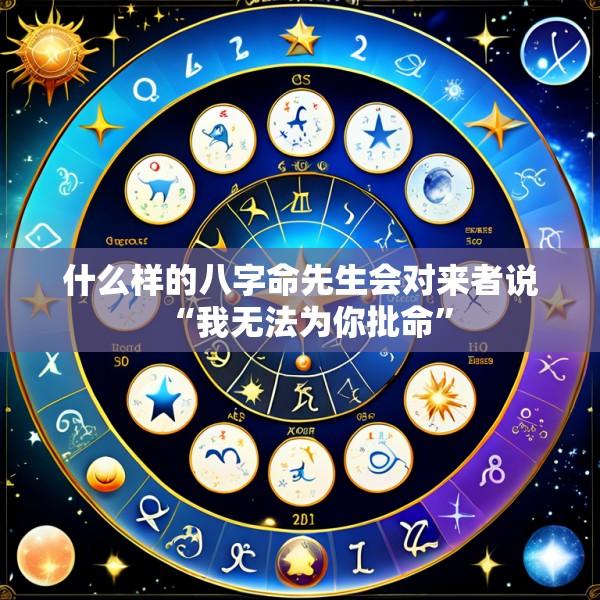 什么样的八字命先生会对来者说“我无法为你批命”