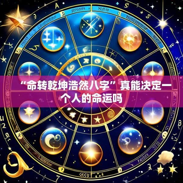 “命转乾坤浩然八字”真能决定一个人的命运吗