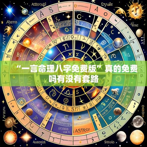 “一言命理八字免费版”真的免费吗有没有套路