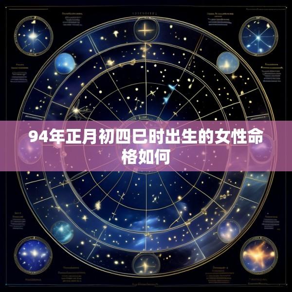 94年正月初四巳时出生的女性命格如何