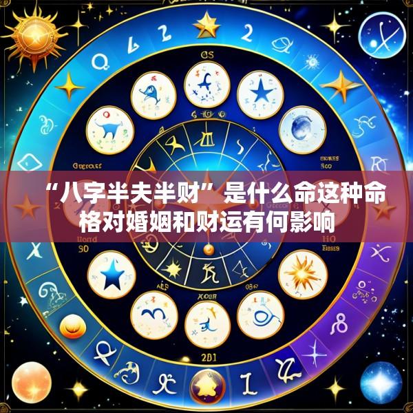 “八字半夫半财”是什么命这种命格对婚姻和财运有何影响