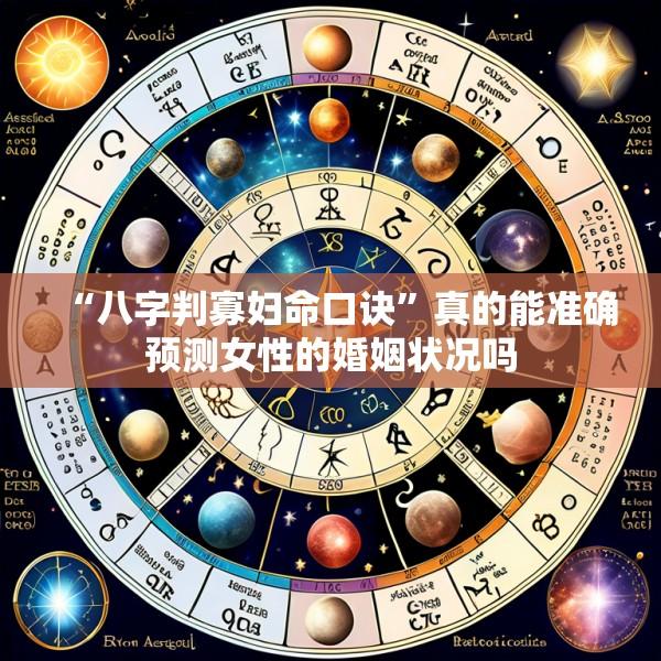 “八字判寡妇命口诀”真的能准确预测女性的婚姻状况吗