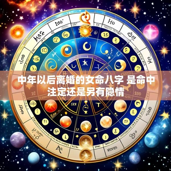 中年以后离婚的女命八字 是命中注定还是另有隐情