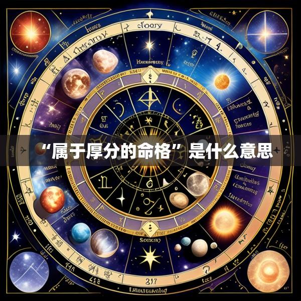 “属于厚分的命格”是什么意思