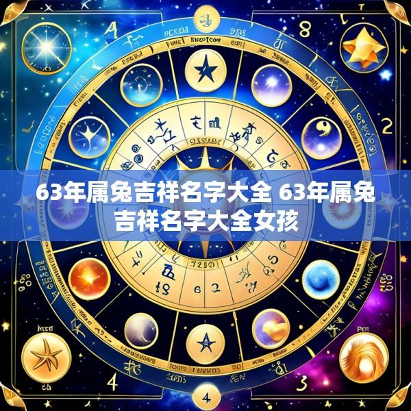 63年属兔吉祥名字大全 63年属兔吉祥名字大全女孩