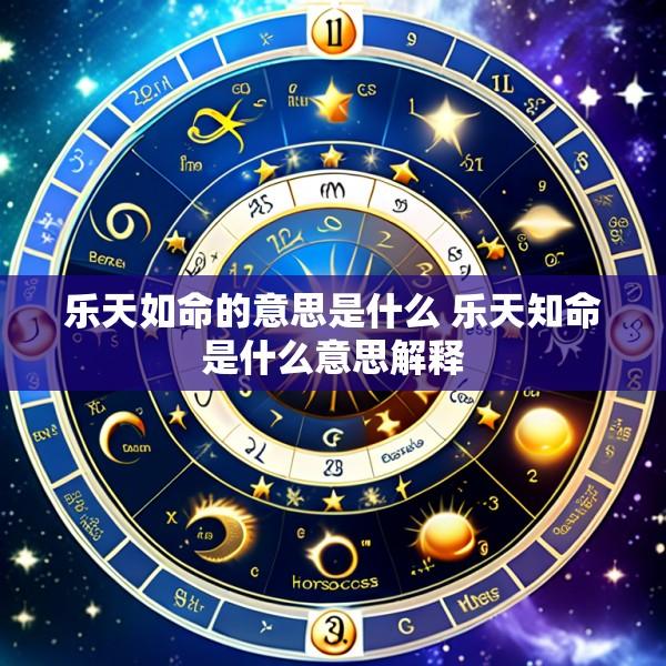 乐天如命的意思是什么 乐天知命是什么意思解释