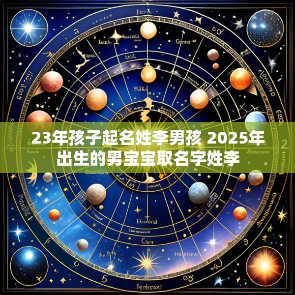 23年孩子起名姓李男孩 2025年出生的男宝宝取名字姓李