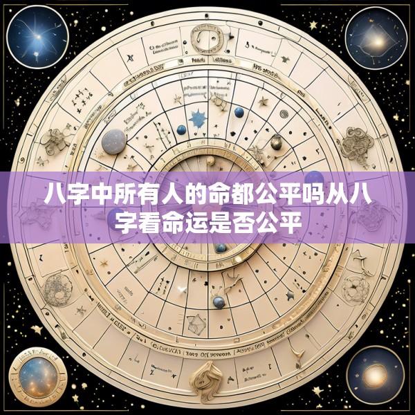 八字中所有人的命都公平吗从八字看命运是否公平