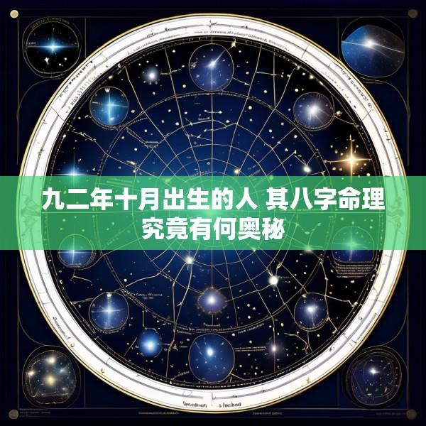 九二年十月出生的人 其八字命理究竟有何奥秘