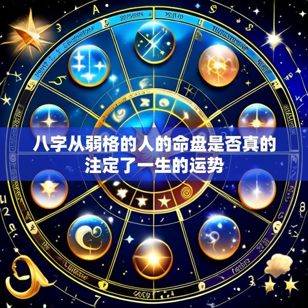 八字从弱格的人的命盘是否真的注定了一生的运势