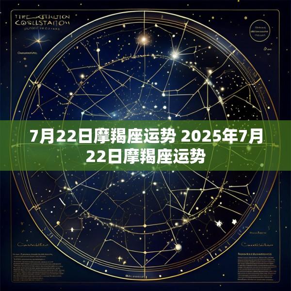 7月22日摩羯座运势 2025年7月22日摩羯座运势