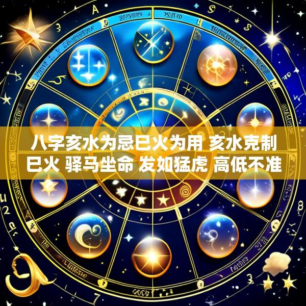 八字亥水为忌巳火为用 亥水克制巳火 驿马坐命 发如猛虎 高低不准 晚景平常