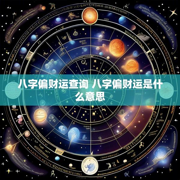 八字偏财运查询 八字偏财运是什么意思