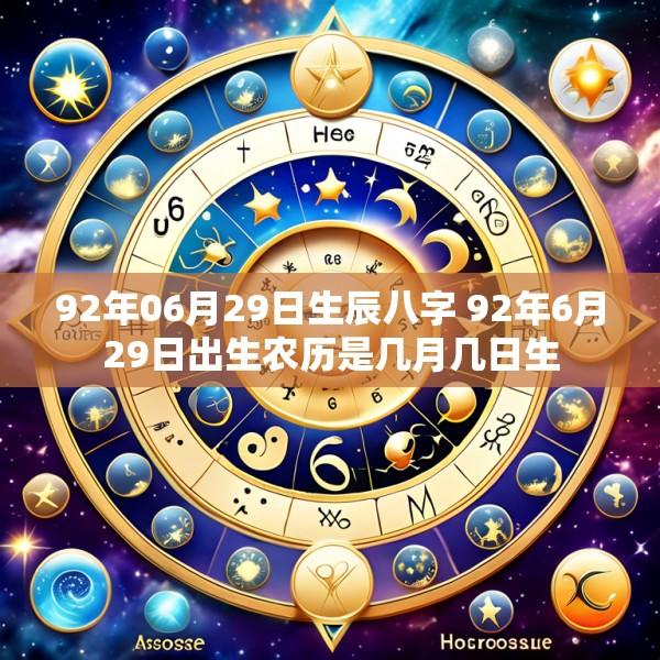 92年06月29日生辰八字 92年6月29日出生农历是几月几日生