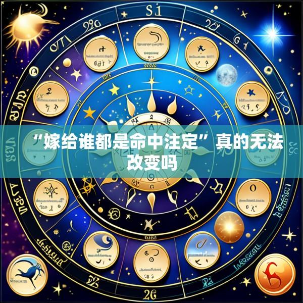 “嫁给谁都是命中注定”真的无法改变吗