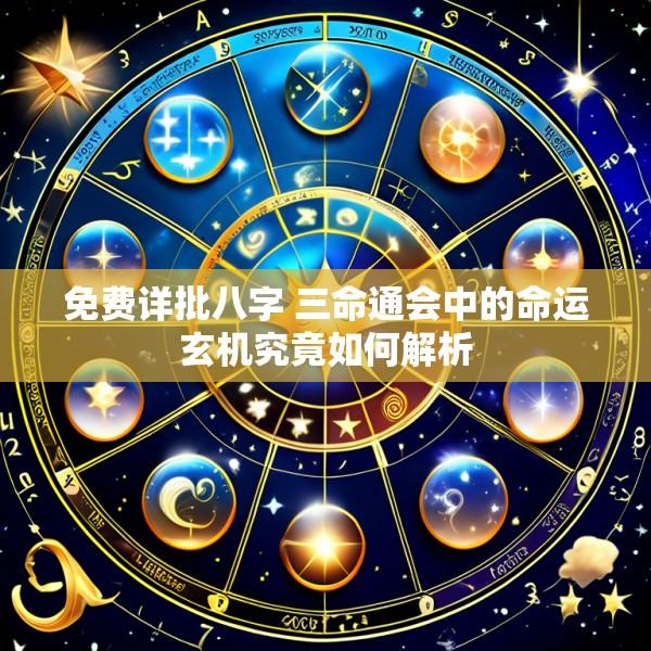 免费详批八字 三命通会中的命运玄机究竟如何解析