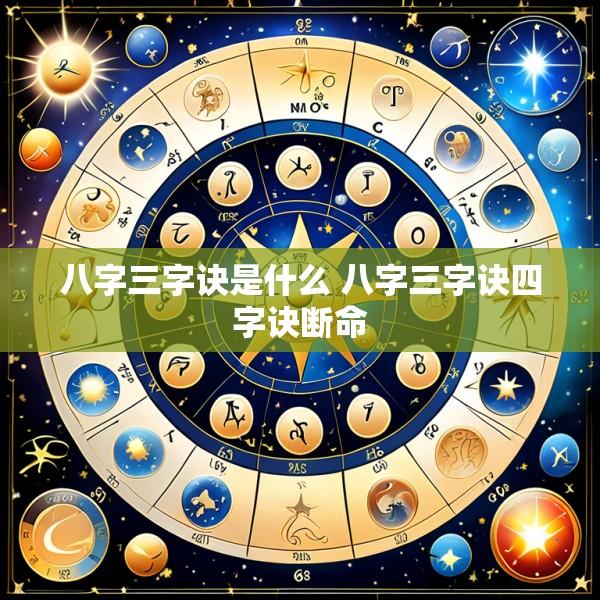 八字三字诀是什么 八字三字诀四字诀断命